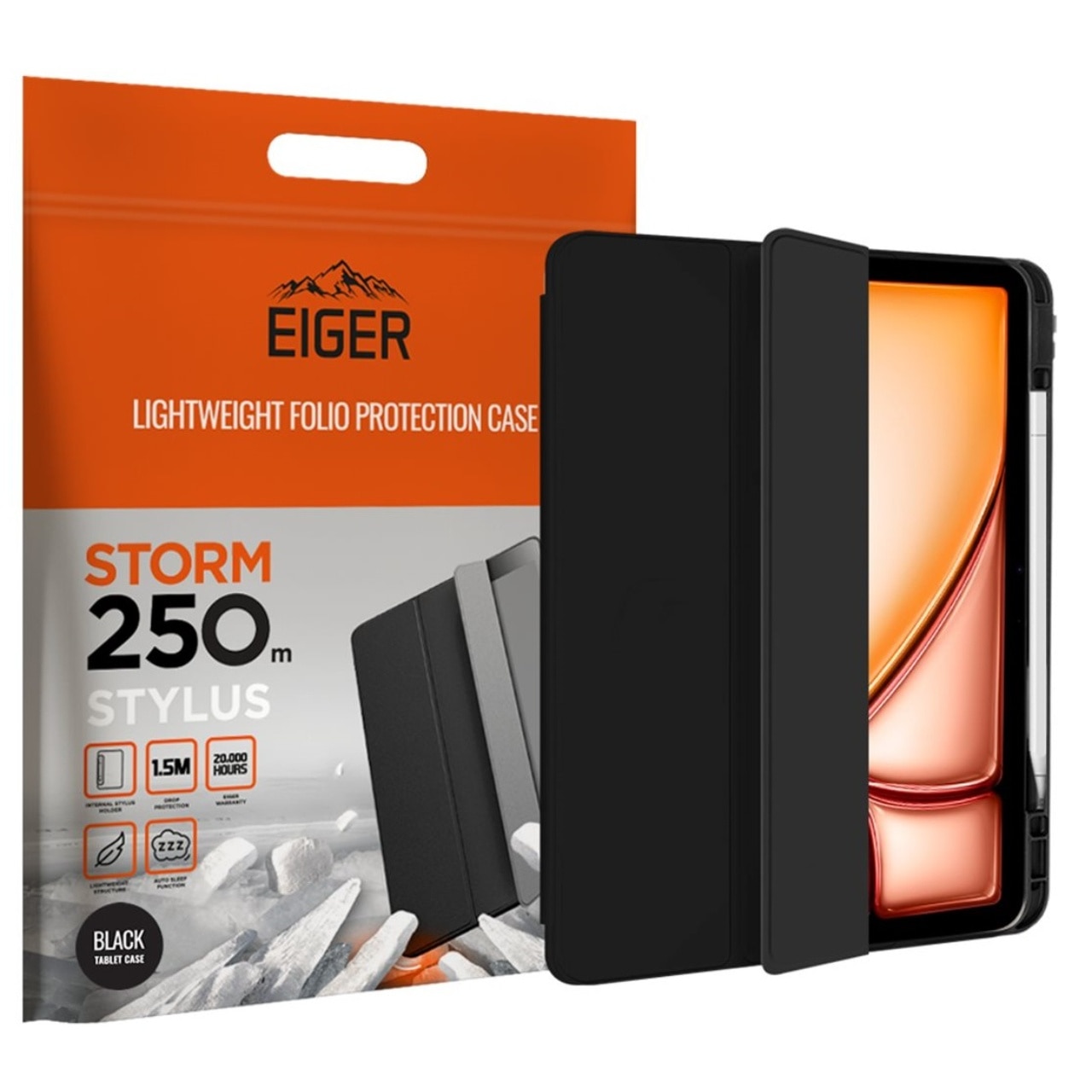 Husa Eiger Storm 250m Stylus compatibila cu iPad Air 11 (2024) Black