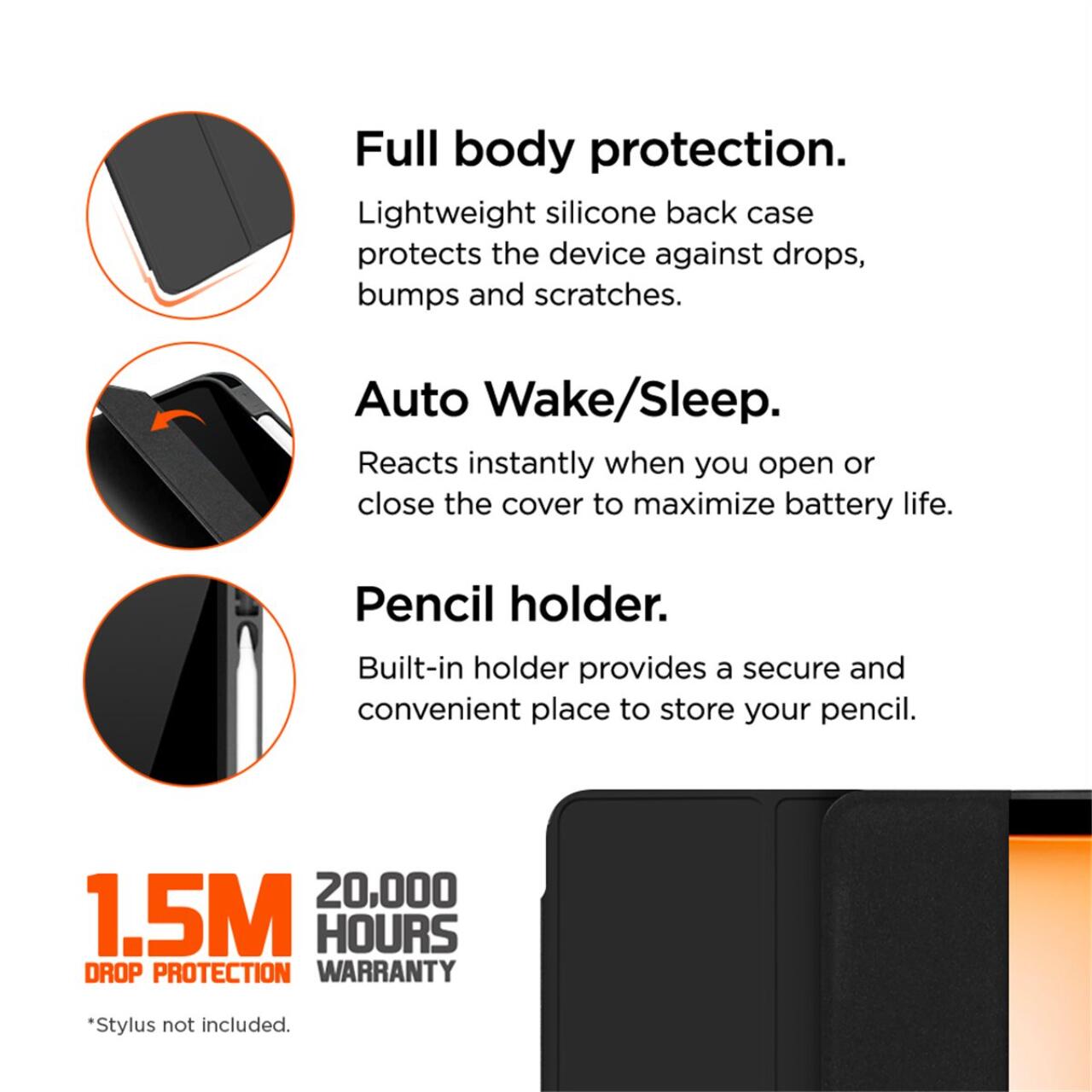 Husa Eiger Storm 250m Stylus compatibila cu iPad Air 13 (2024) Black
