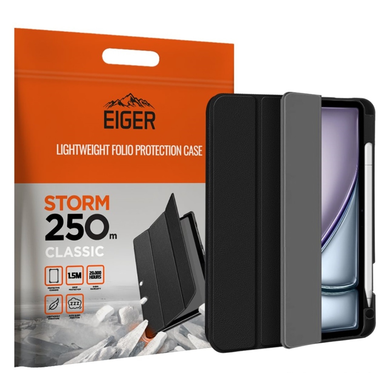 Husa Eiger Storm 250m Classic compatibila cu iPad Air 13(2024)/Pro 12.9 (2021)/(2022) Black