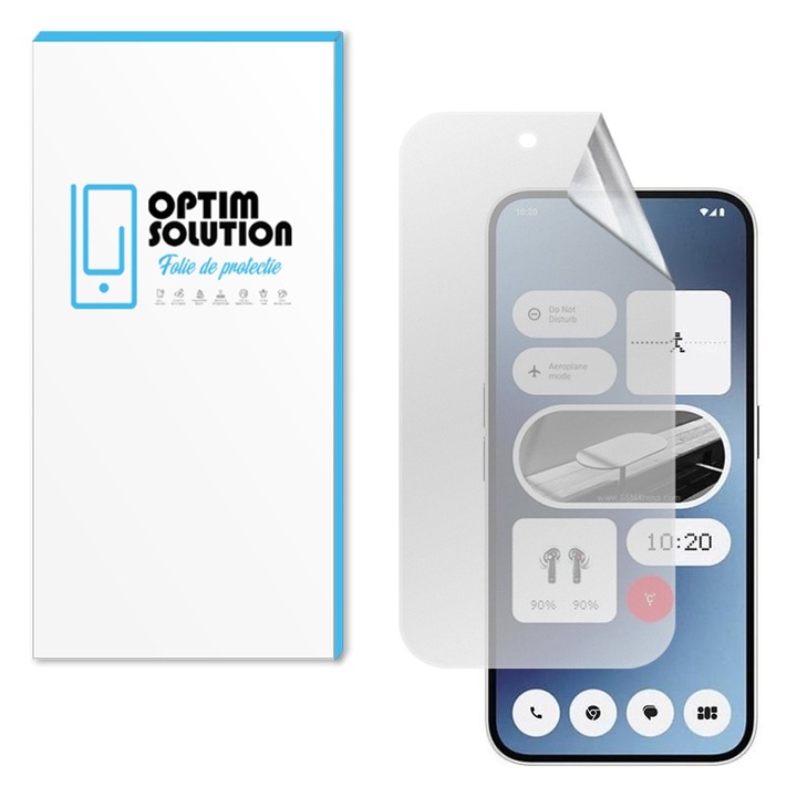 Фолио Optim Solution, За Nothing Phone 2a, Матово регенерируемо хидрогелно, висока чувствителност, матова текстура, UHD яснота, без отражение, абсорбция на удари, гъвкав хидрокристал, защита от елитен клас, прозрачност