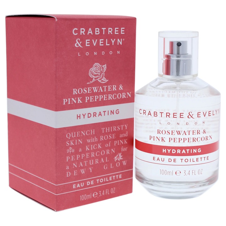 Crabtree & Evelyn Rosewater & Pink Peppercorn eau de toilette, rózsavíz és rózsaszín bors, 100 ml