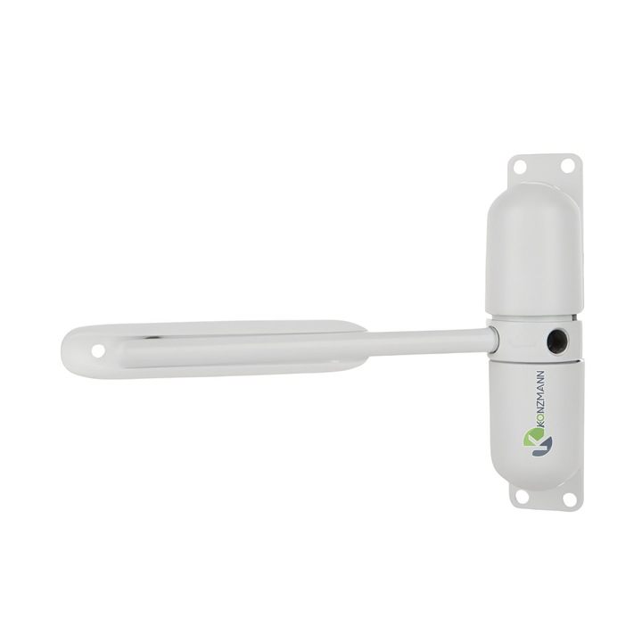 Amortizor Usa cu Arc Ajustabil KONZMANN, Inchidere Automata, Design Modern, Suporta Pana la 60 kg, Usor de Instalat, Functionare Silentioasa, Reglare Viteza, Usi Interioare cat si pentru Usi Exterioare, Alb