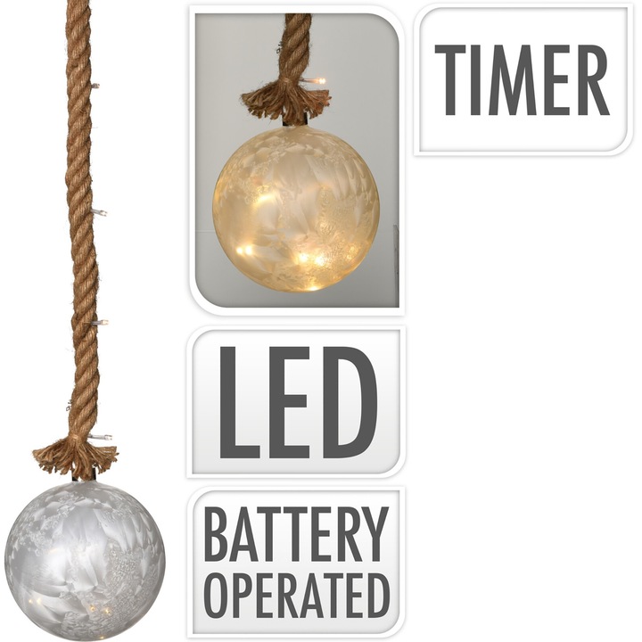 Bila luminoasa pe franghie, H&L sticla, 10 LED-uri