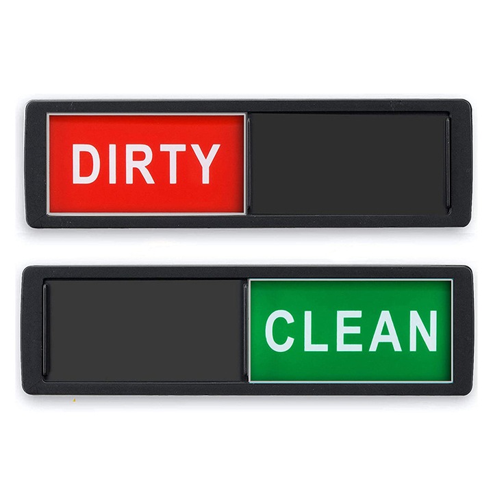 Магнит за съдомиялна машина, индикатор чисто/мръсно, модерен дизайн, големи размери, черен цвят
