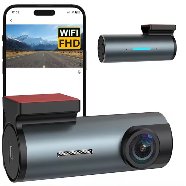 Camera auto WiFi, Real Full-HD 1080P, 360°,4K, DVR, G Sensor, Salvare in Bucla, model 2024