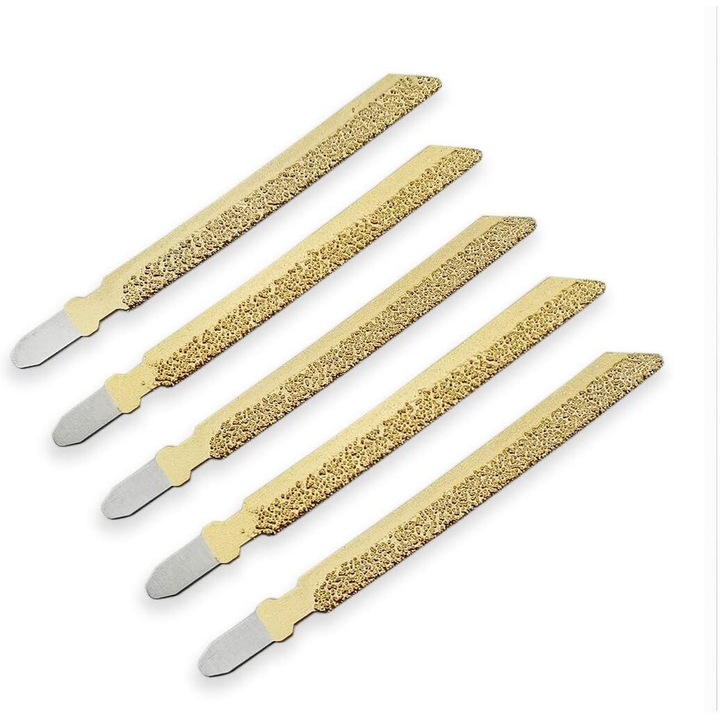 Set 5 piese lame de feronerie diamantate, Enforose, pentru granit, marmura, ceramica, plastic, 100mm, aurii