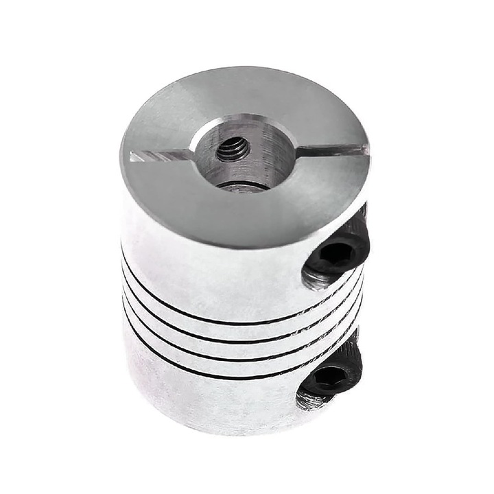 Rugalmas tengelykapcsoló 3D nyomtatóhoz, alumíniumötvözet, korrózióálló, 6,35 x 8 mm, ezüst