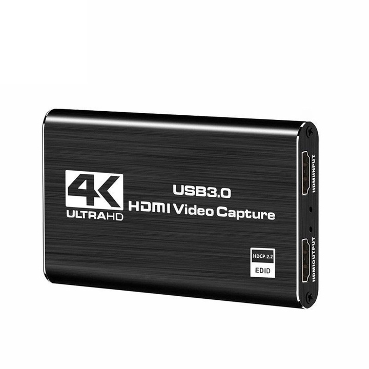 Placa captura video HDMI USB 3.0 negru compact