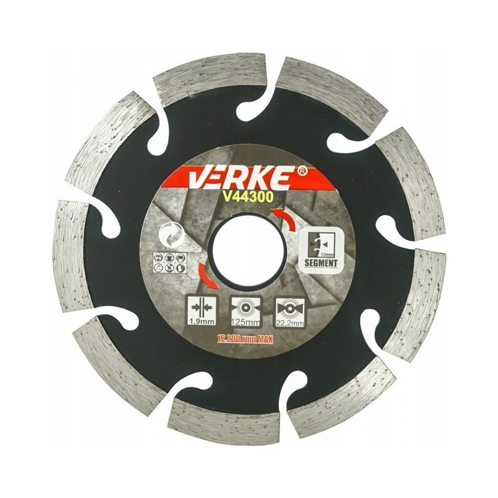 Диамантен диск Verke, V44300, за бетон 125x22, 2x10 мм