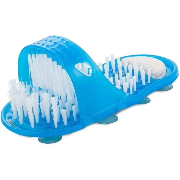 Jormftte lábkefe, tisztító és masszázs, tapadókoronggal, műanyag, készlet 1 kefe, kék
