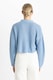 DeFacto, Cardigan crop cu decolteu in V, Albastru pastel, XS