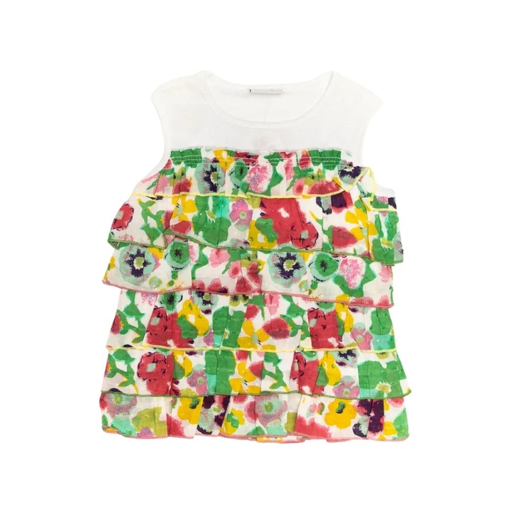 Bluza fara maneci inflorata, fete, Bimbalina, cu volanase, 32430