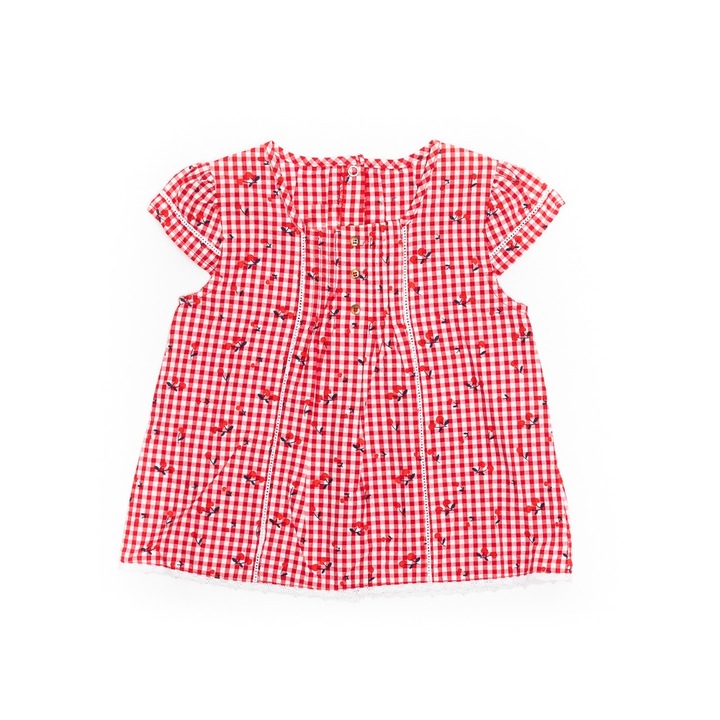 Bluza in carouri, fetite, Bimbalina, din bumbac, 40241, Rosu, 86 cm