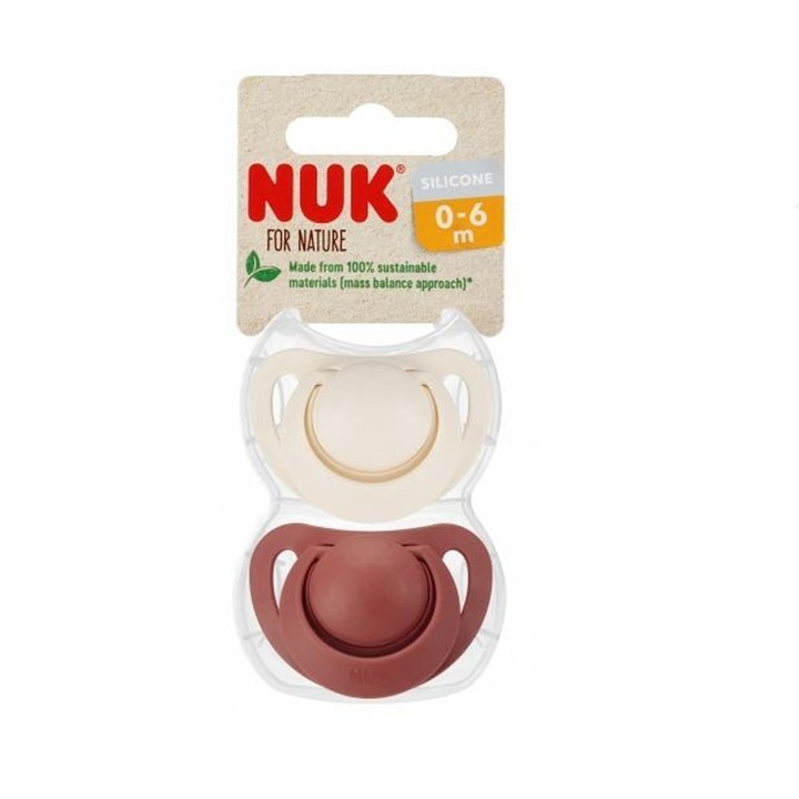 Suzeta ortodontica din silicon Nuk For Nature 0-6 luni 10730922, Roz 6-9 luni 9-12 luni 14+