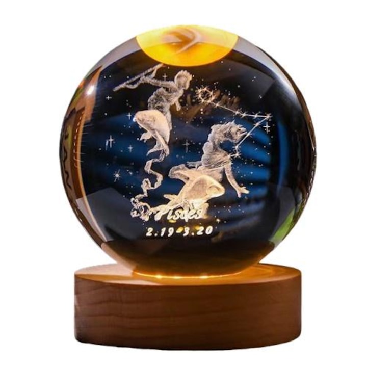 Декоративен глобус, съзвездие Риби, Светещ, 14.3x8.2x10см