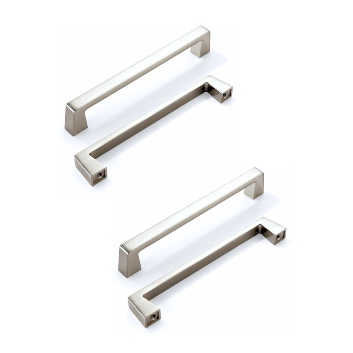 Set de 4 manere pentru usa, din plastic, 16 x 3 cm, Argintiu