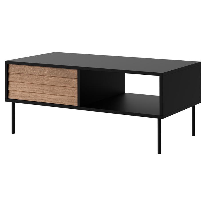 Masuta Heprano, 55x100x45 cm, negru + nuc warmia, Mirjan24