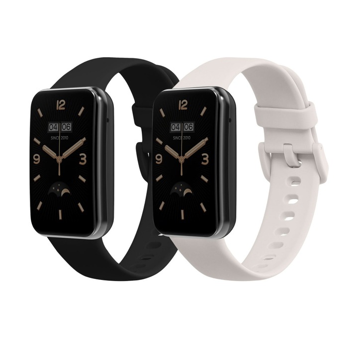 Kwmobile 2 darabos szíj szett Xiaomi Mi Band 7 Pro-hoz, fekete/fehér, szilikon, KWM0000176Z009C