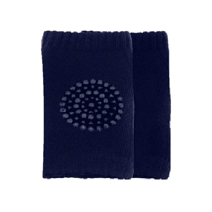 Set Protectii GREATON Tip Genunchiere Pentru Copii Si Bebelusi Impotriva Zgarieturilor, Bumbac Elastic, Silicon Antiaderent, 2 Bucati, 0-36 Luni, Albastru