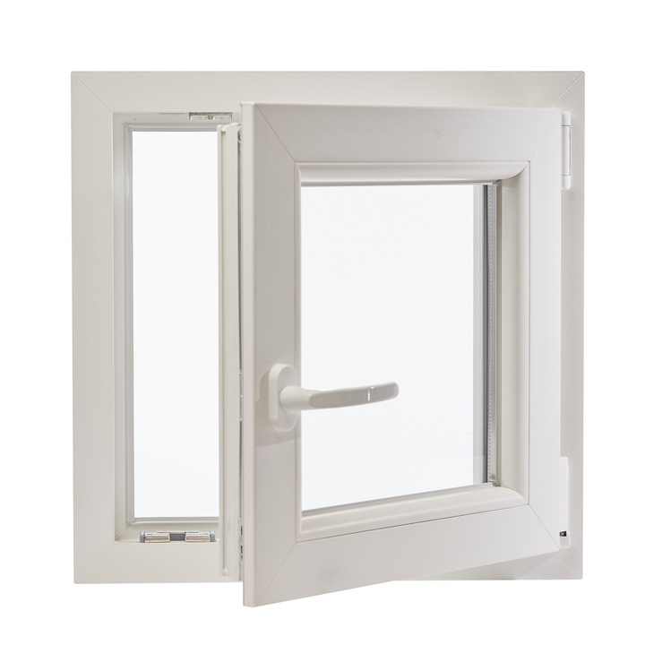 Fereastra PVC cu geam termopan, Barrier 75, 560x560 mm, profil Aluplast 70 mm, sticla 4LowE, oscilobatant dreapta, 5 camere, 2 garnituri