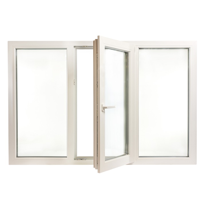 Fereastra PVC cu geam tripan, Barrier 85, 1160x1760 mm, profil Aluplast 85 mm, 3 canate, sticla 44 mm 4LowE + 4SEvo, oscilobatant dreapta, 7 camere, 3 garnituri