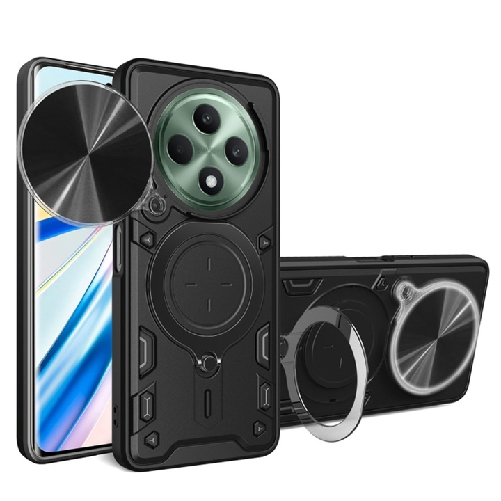 Кейс за Oppo Reno12 F/Oppo Reno12 FS, CamGuard Pro, O73, Поликарбонат, Черен