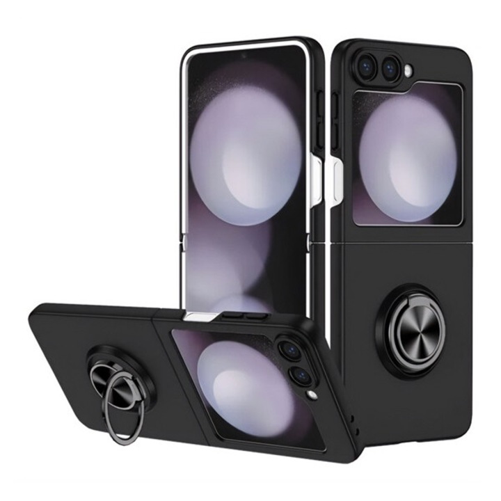 Gigapack műanyag mobiltelefon tok, asztali tartó, tartógyűrű, 360°, mágneses, fekete, kompatibilis: Samsung Galaxy Z Flip7 FE, SM-F761, / Galaxy Z Flip6, SM-F741