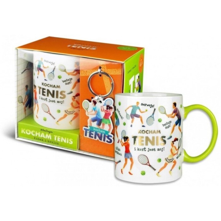 Set cana si breloc "Iubesc tenisul", Pan Dragon, 126x140mm
