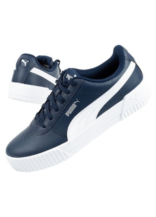 Дамски обувки, Puma, Естествена кожа/текстил, Тъмносини, Бял/Тъмносин, 38