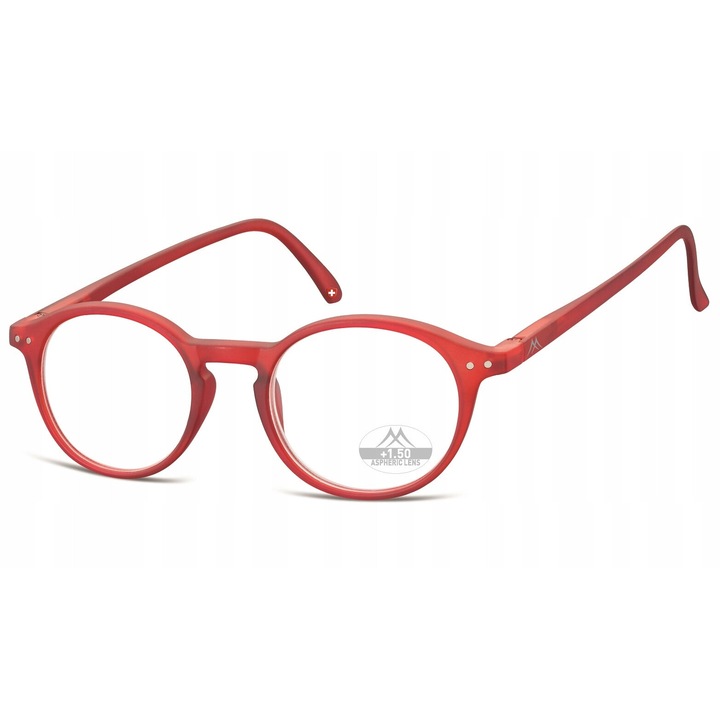 Ochelari de citit Montana Lenonki, +1/+1.5/+2/+2.5/+3/+3.5, rosu, set etui si servetel, 49x20x145mm