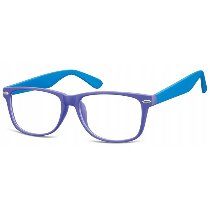 Ochelari de vedere unisex Stylion Nerdy CP169C, rama metalica, lentile transparente, 52x17x140mm, albastru-violet