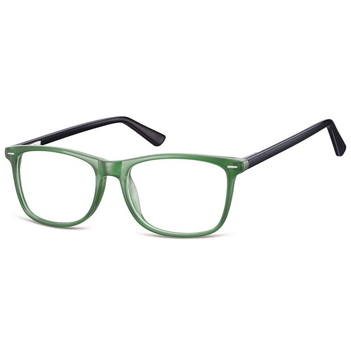 Ochelari de vedere unisex Sunoptic CP153E, rama rectangulara, negru/verde, 13.3x4.3cm