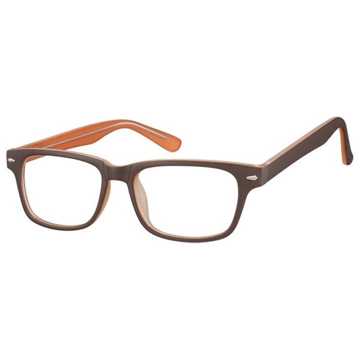 Ochelari de vedere unisex Sunoptic CP156B, rama metalica, lentile zerowki, maro mat, 129x39mm, UV 400