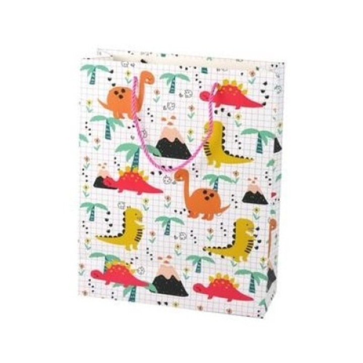 Punga cadou cu dinozauri, LEANToys, 32x26x10cm, multicolor