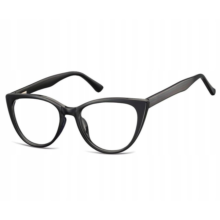 Ochelari de vedere Sunoptic CP113, protectie UV 400, negru lucios, cu husa si laveta, 51x18x140 mm