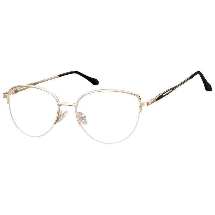 Ochelari de vedere cu etui si laveta, Sunoptic, Inox, Filtru UV, 54-18-142mm, Auriu/Negru