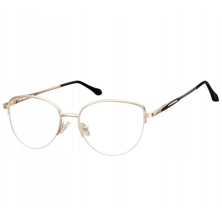 Ochelari de vedere cu etui si laveta, Sunoptic, Inox, Filtru UV, 54-18-142mm, Auriu/Negru