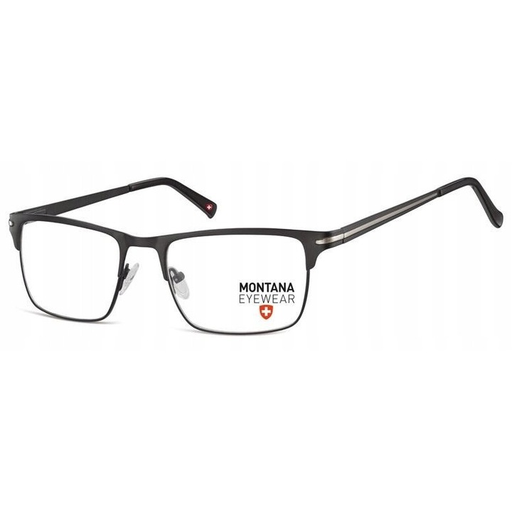 Ochelari de vedere unisex Montana, rame premium din otel inoxidabil negru mat, design ergonomic modern 140mm, ultra-rezistenti si usori, pentru confort optic exceptional, stil elegant, compatibili cu lentile de prescriptie, ideali pentru