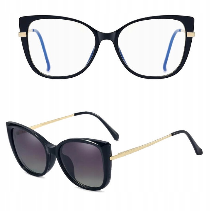 Слънчеви очила Stylion, UV400, Дамски, Черен/Златист, 54-17-141 мм