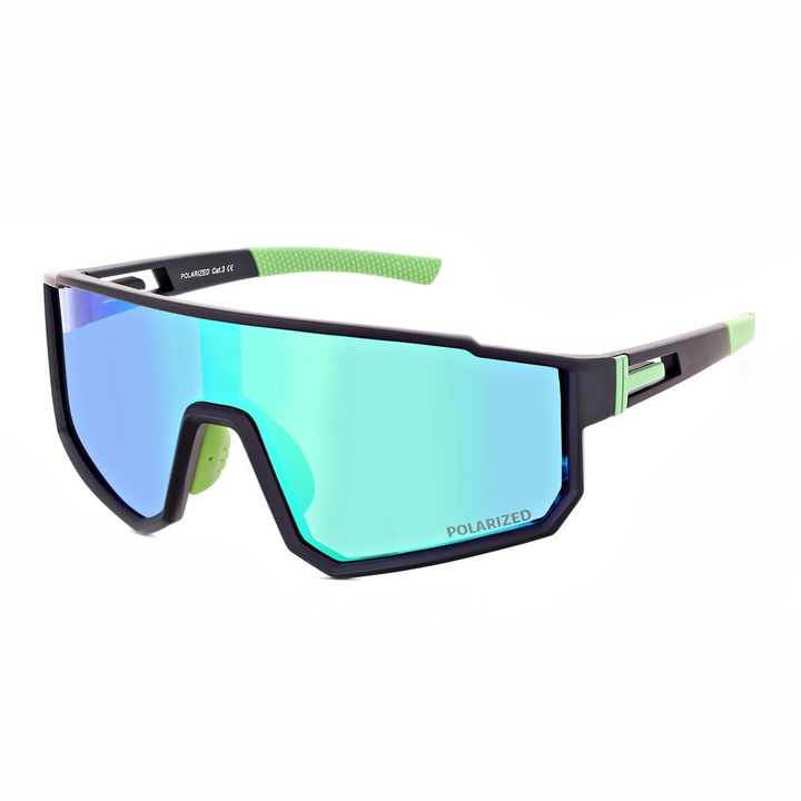 Ochelari de soare sport Polarzone POL-465C pentru barbati si femei, lentile polarizate UV400, cadru flexibil din policarbonat negru si verde, ideali pentru ciclism, alergare, drumetii, condus si activitati zilnice