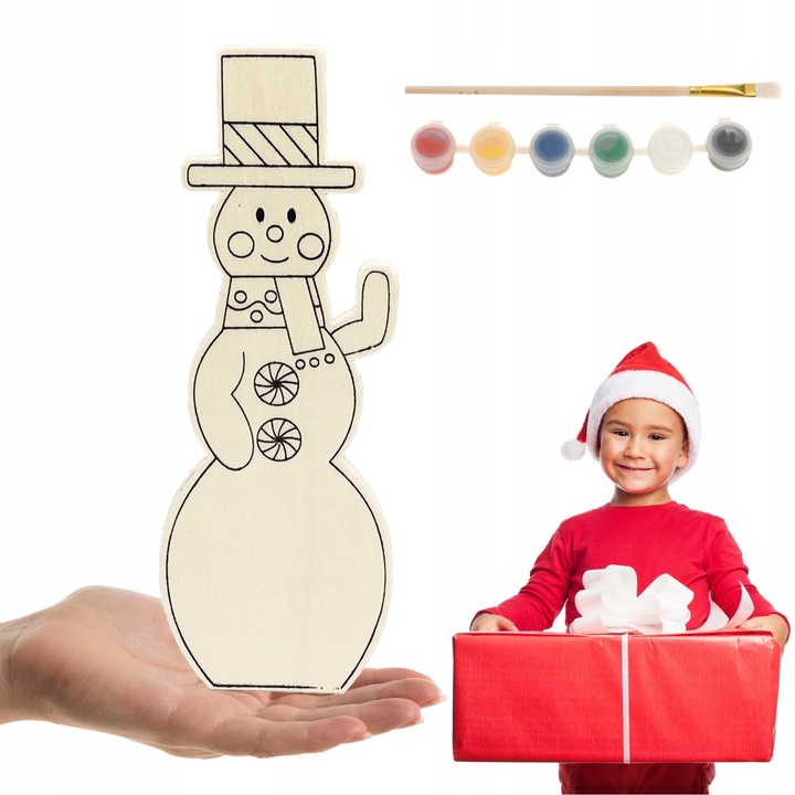 Figurina, Artmaker, De Pictat, Om De Zapada, Baza Din Lemn, Pensula De Precizie, Set De Sase Vopsele, 22 cm, Multicolor