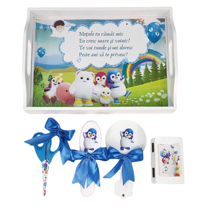 Set taiere mot, 5 piese, model Pinguinii Puf Puf