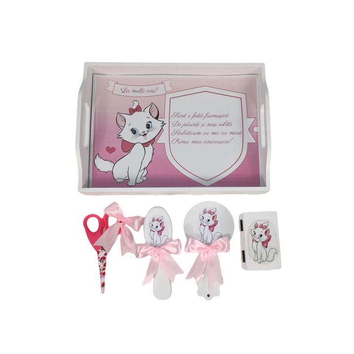 Set taiere mot, 5 piese, model pisicuta Marie roz