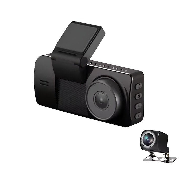 YARCO® Dual Dash Cam със запис отпред и отзад, Dual Dashcam, 24/7 наблюдение, G сензор, WDR технология, HDR 4K/30FPS, GPS, пълно покритие