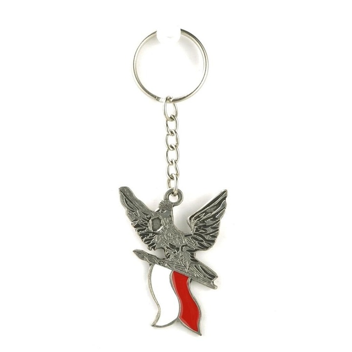 ABINO kulcstartó, sas lengyel zászlóval, fém, 58x79mm