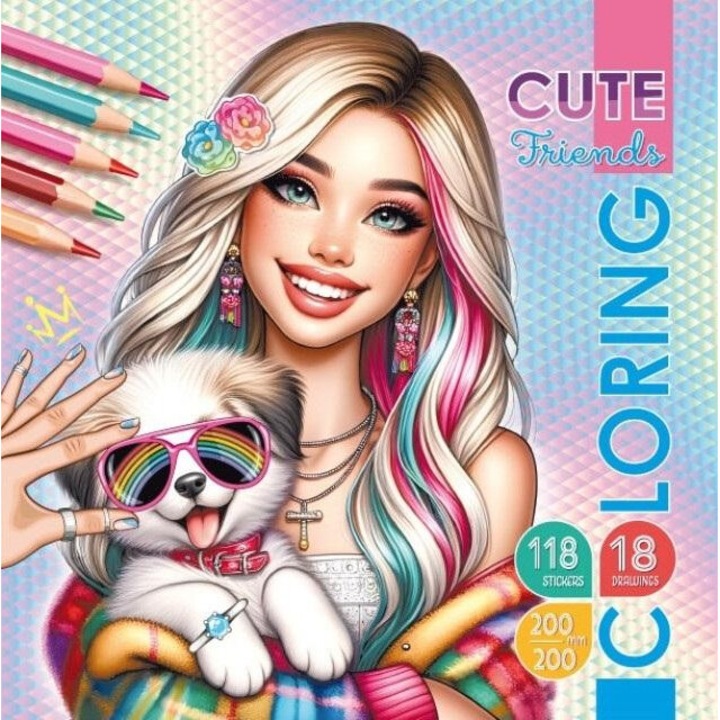 Carte de colorat cu autocolante 200x200 Animal prieten