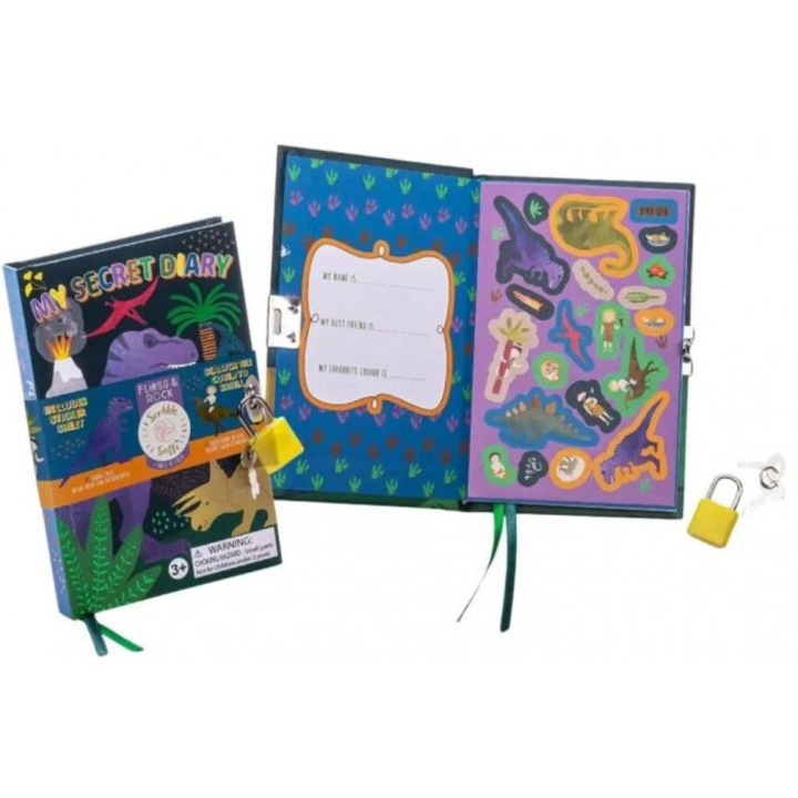 Floss & Rock ароматизиран дневник с динозаври, с ключалка, многоцветен, 15x10x1.5cm