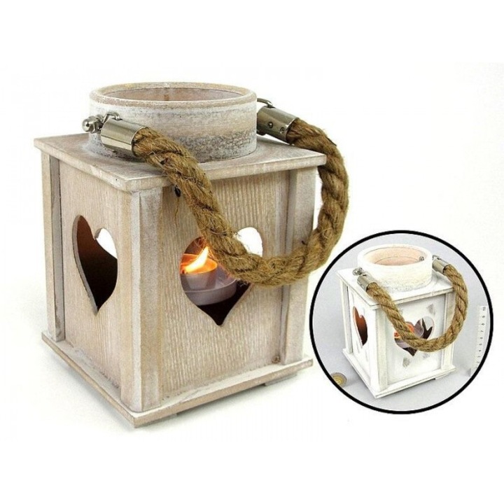 Поставка за свещ във формата на фенер Adar, дърво, 12x16x12см