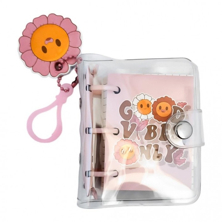 Mini agenda MCD cu carabiniera si notite adezive, 80 file, 174x118 mm