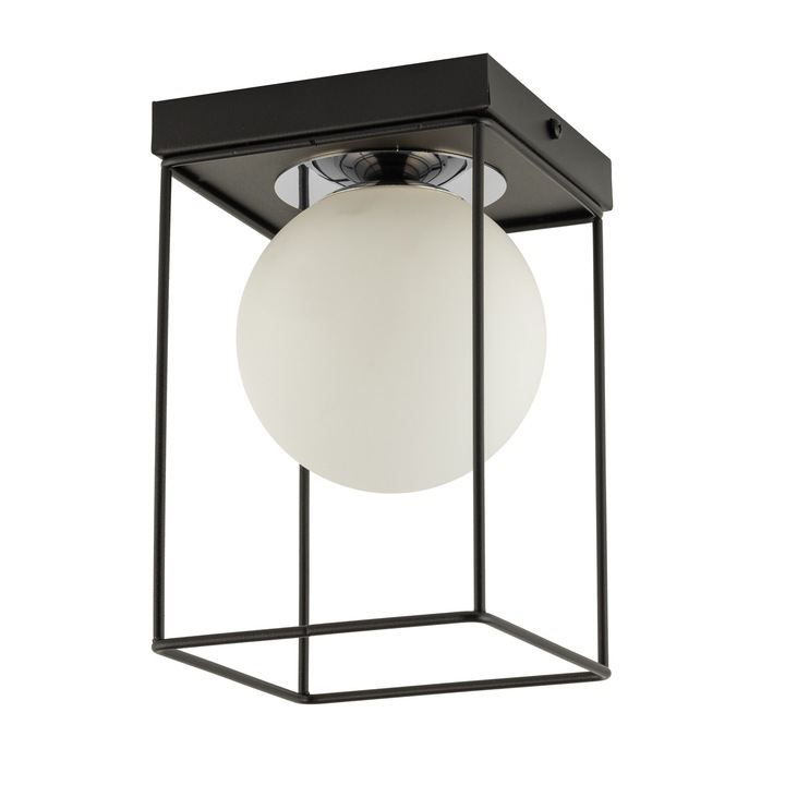 Plafoniera Sigma Aroma, sticla, negru/argintiu, 12x13.5cm